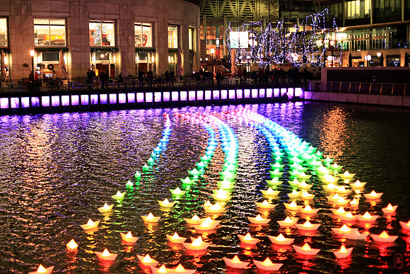 Canary Wharf with lights